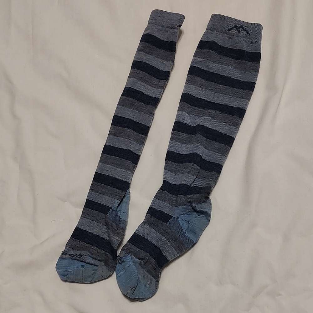 Striped Blue Knee High Sports Socks - Women's S